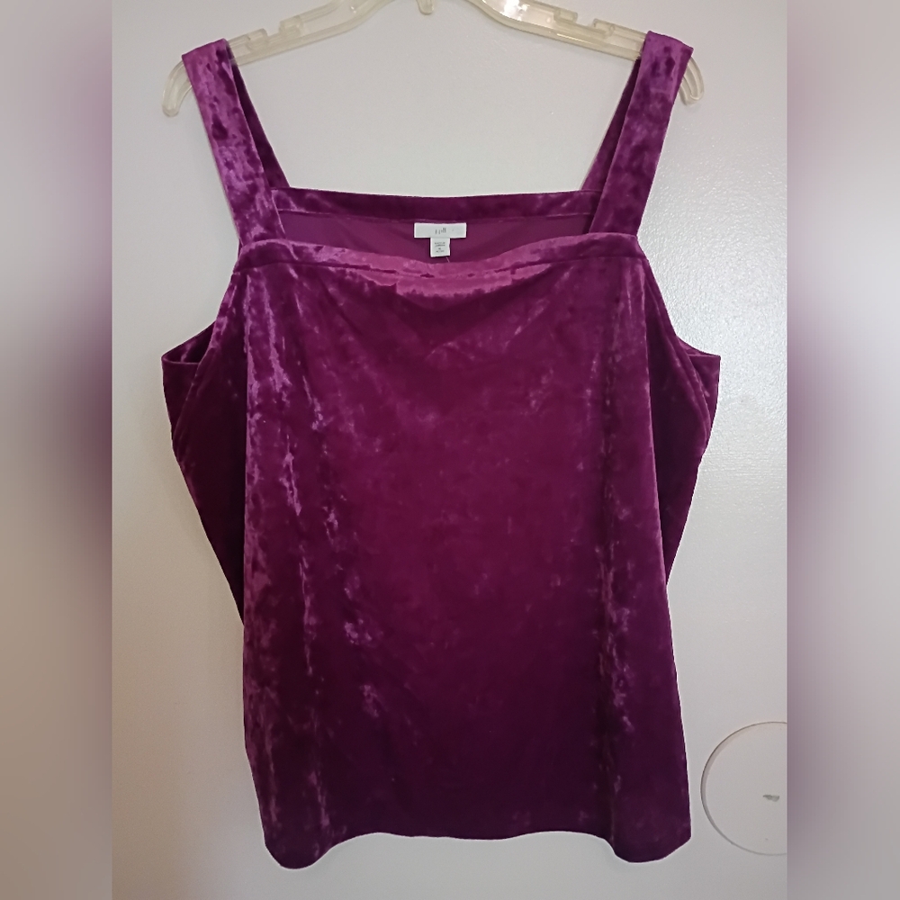 J‎ JILL WOMEN PURPLE VELOUR TANK TOP SZ XL POLYESTER